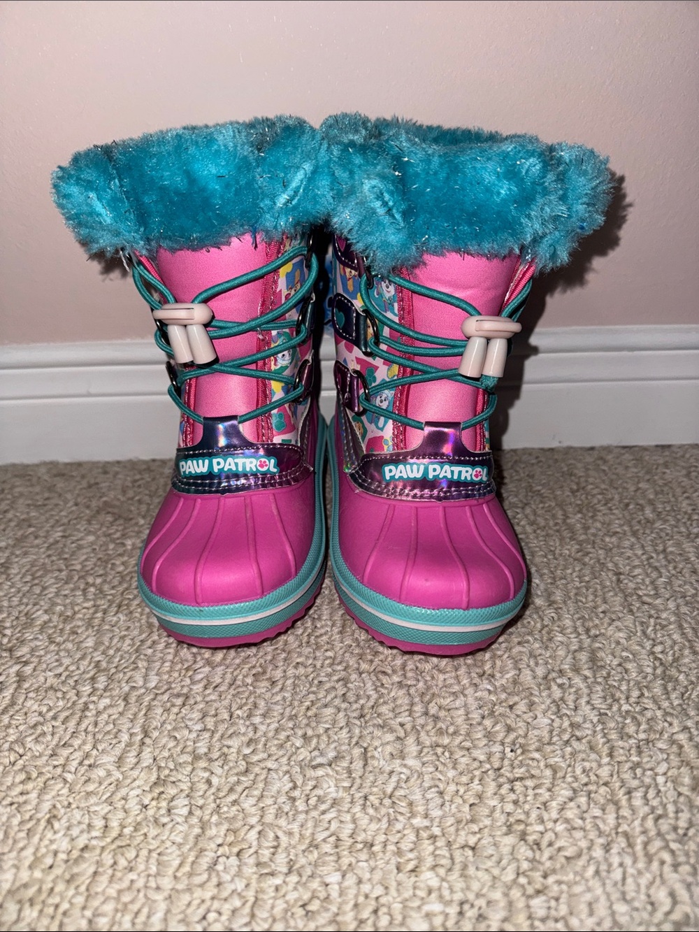 Paw Patrol Bright Pink and Teal Kids Winter Boots
